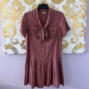 Fossil Size Small‎ Red Checkered Mini Drop Waist Dress